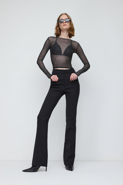 Glänzende, transparente Bluse mit Glitzerdruck