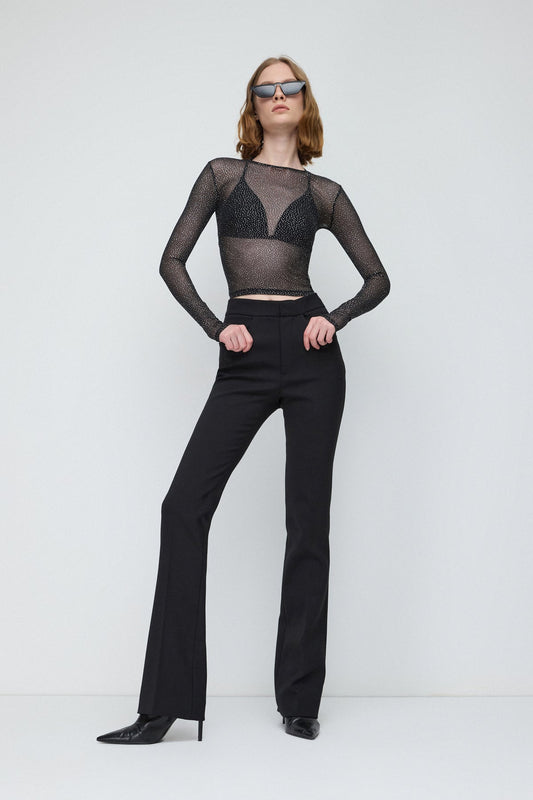 Glänzende, transparente Bluse mit Glitzerdruck