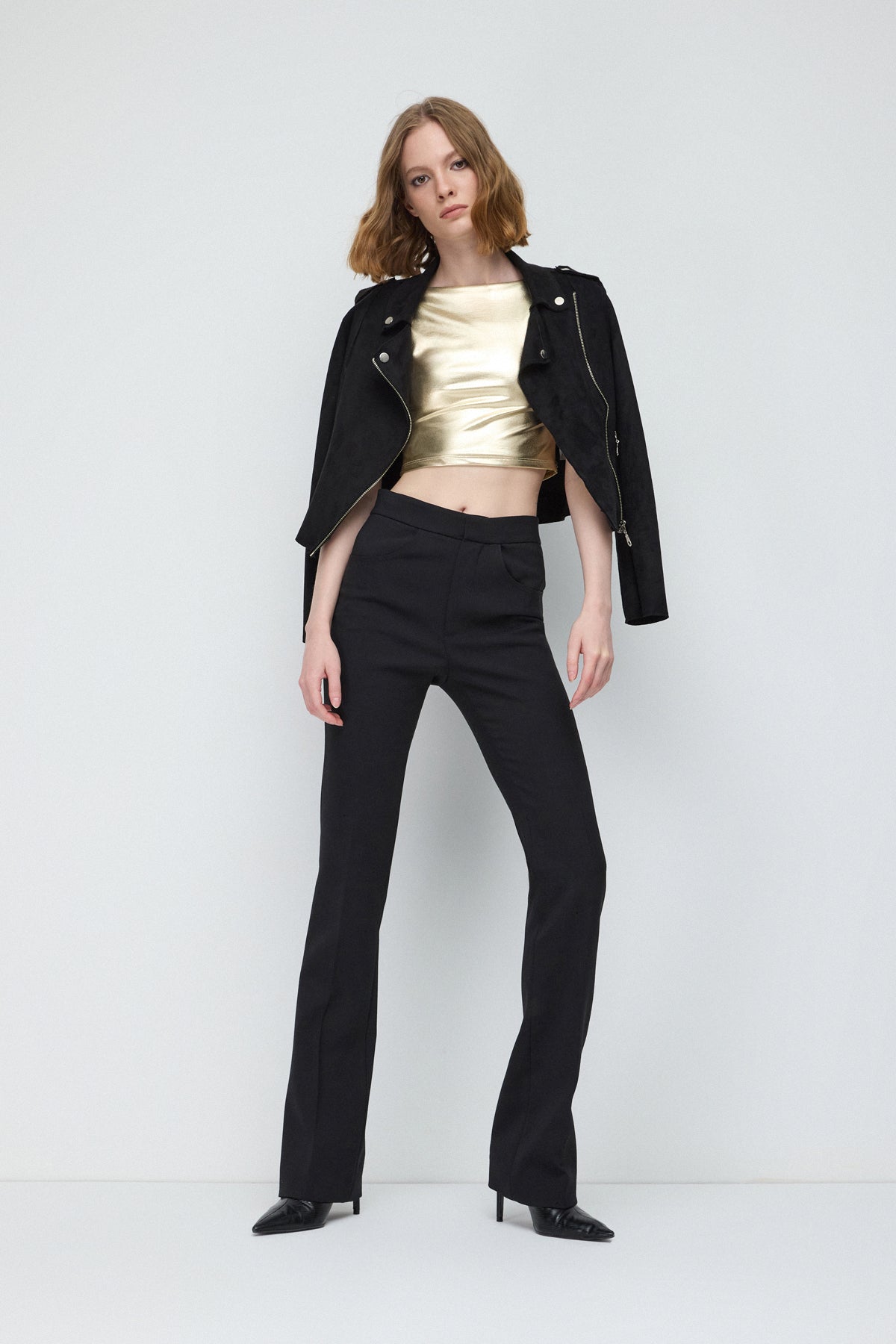 Basic Crop-Bluse mit rückenfreiem Design
