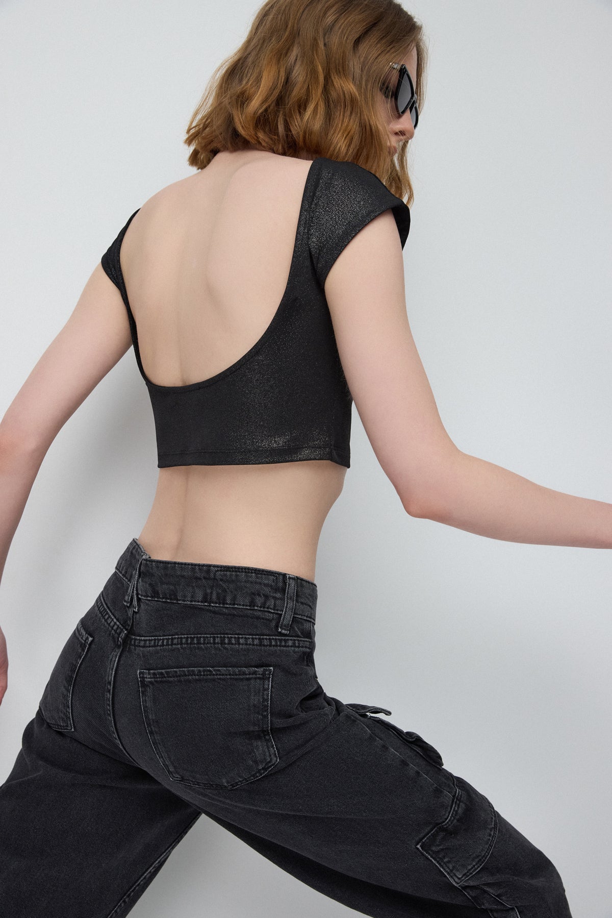 Kurzärmelige Crop-Bluse