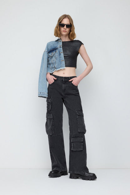 Kurzärmelige Crop-Bluse