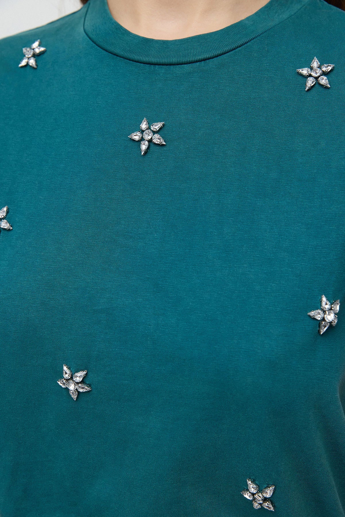T-Shirt mit Steindetails