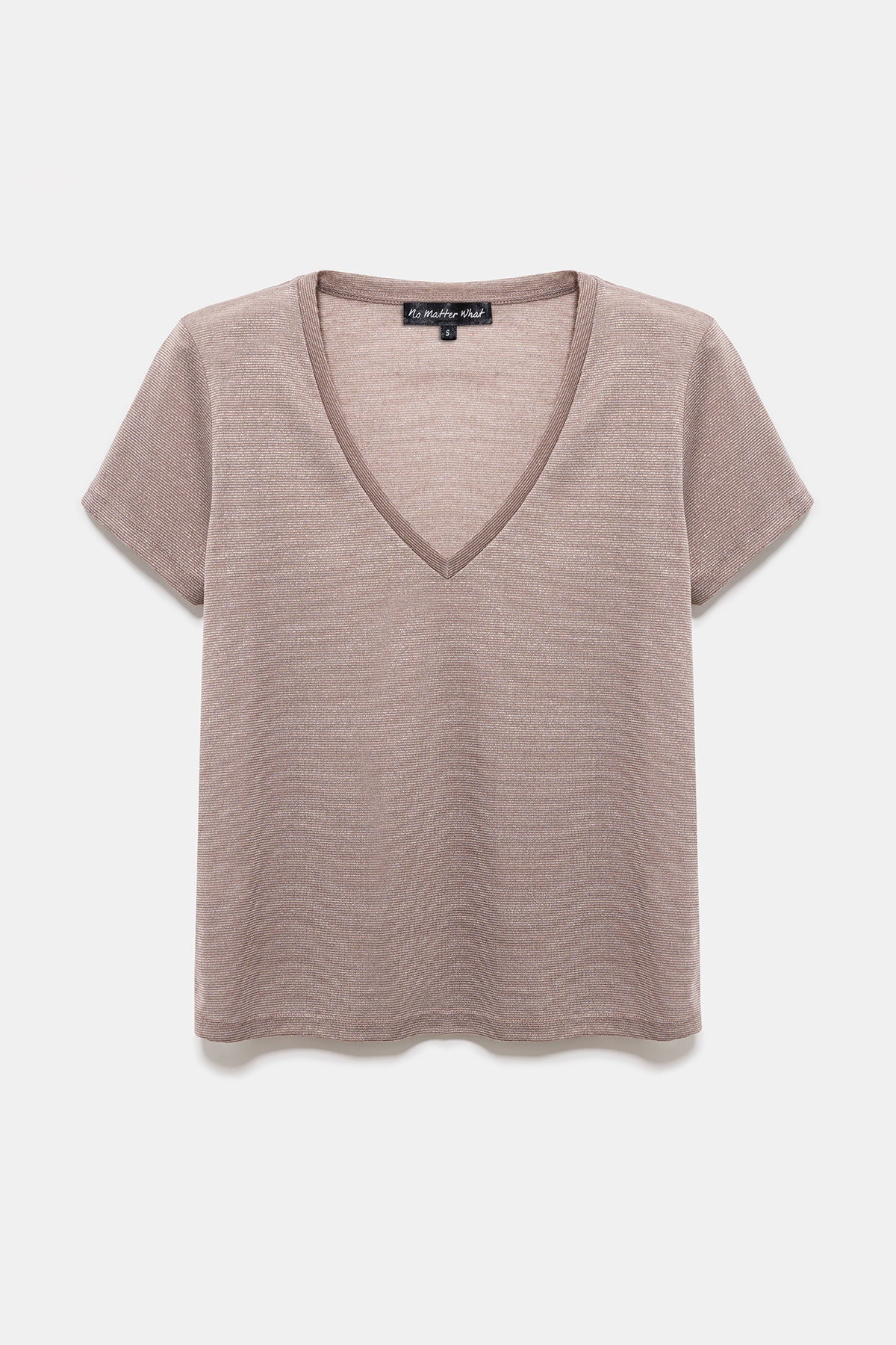Glänzendes Basic-T-Shirt mit V-Ausschnitt