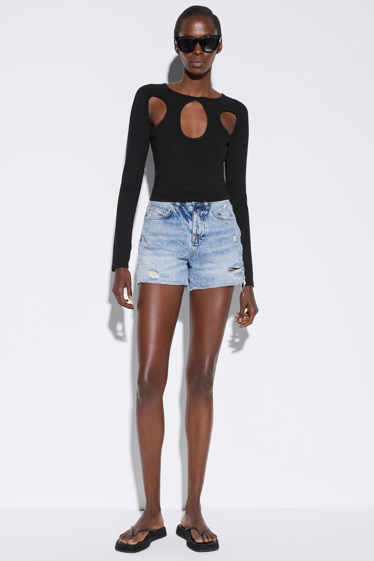 Langärmelige Crop-Bluse
