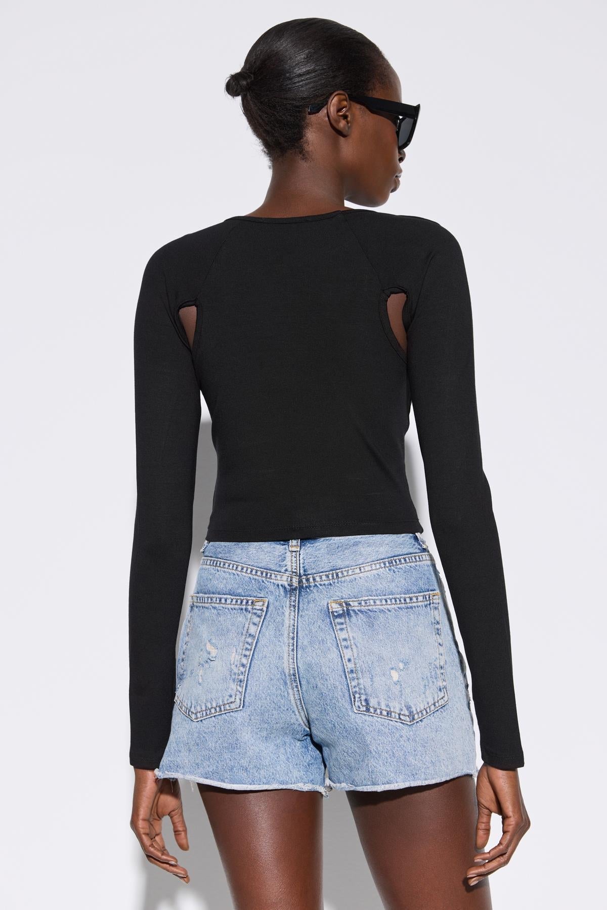 Langärmelige Crop-Bluse