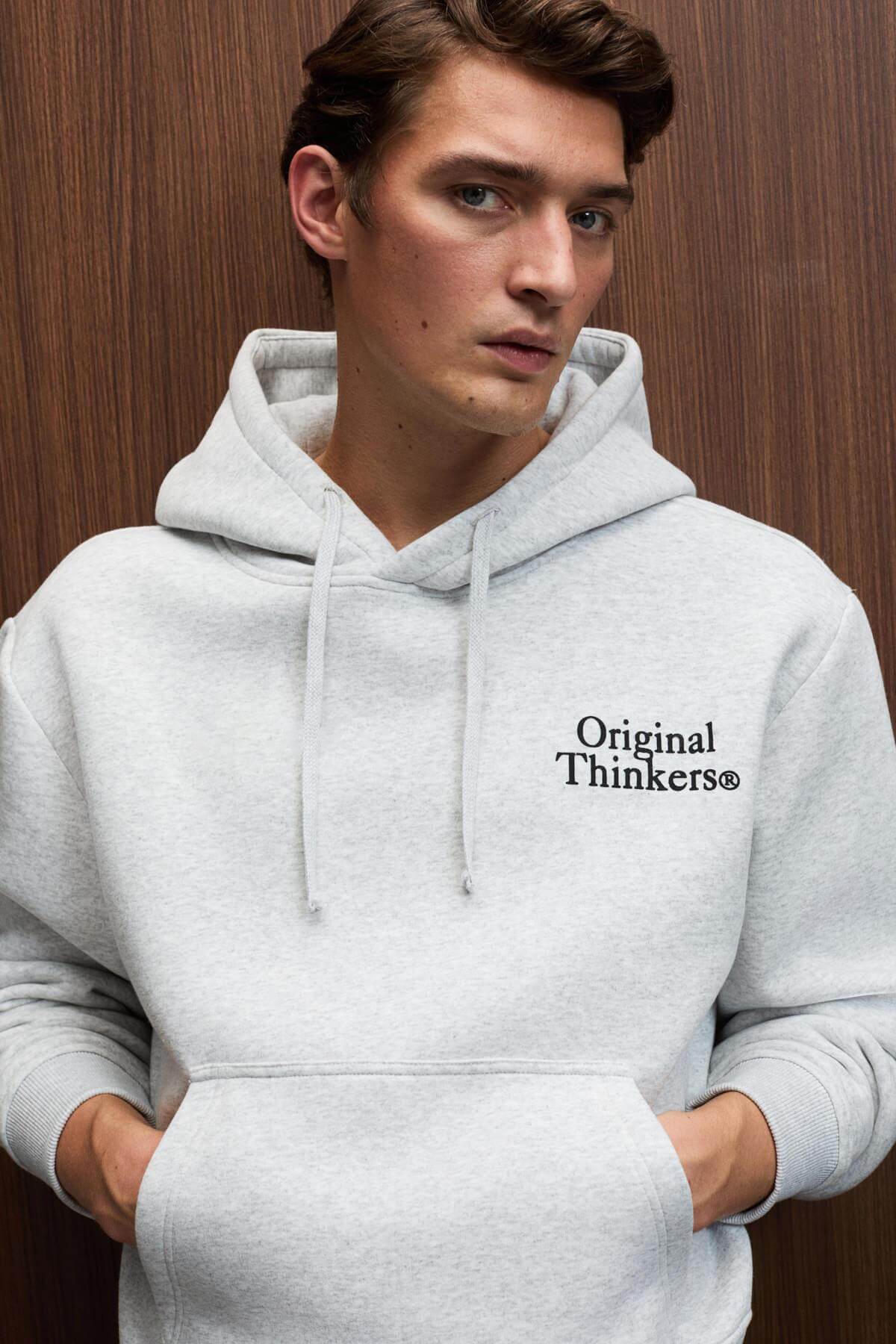 GRIMELANGE Pascal Herren Sweatshirt mit Kapuze Graue Melange