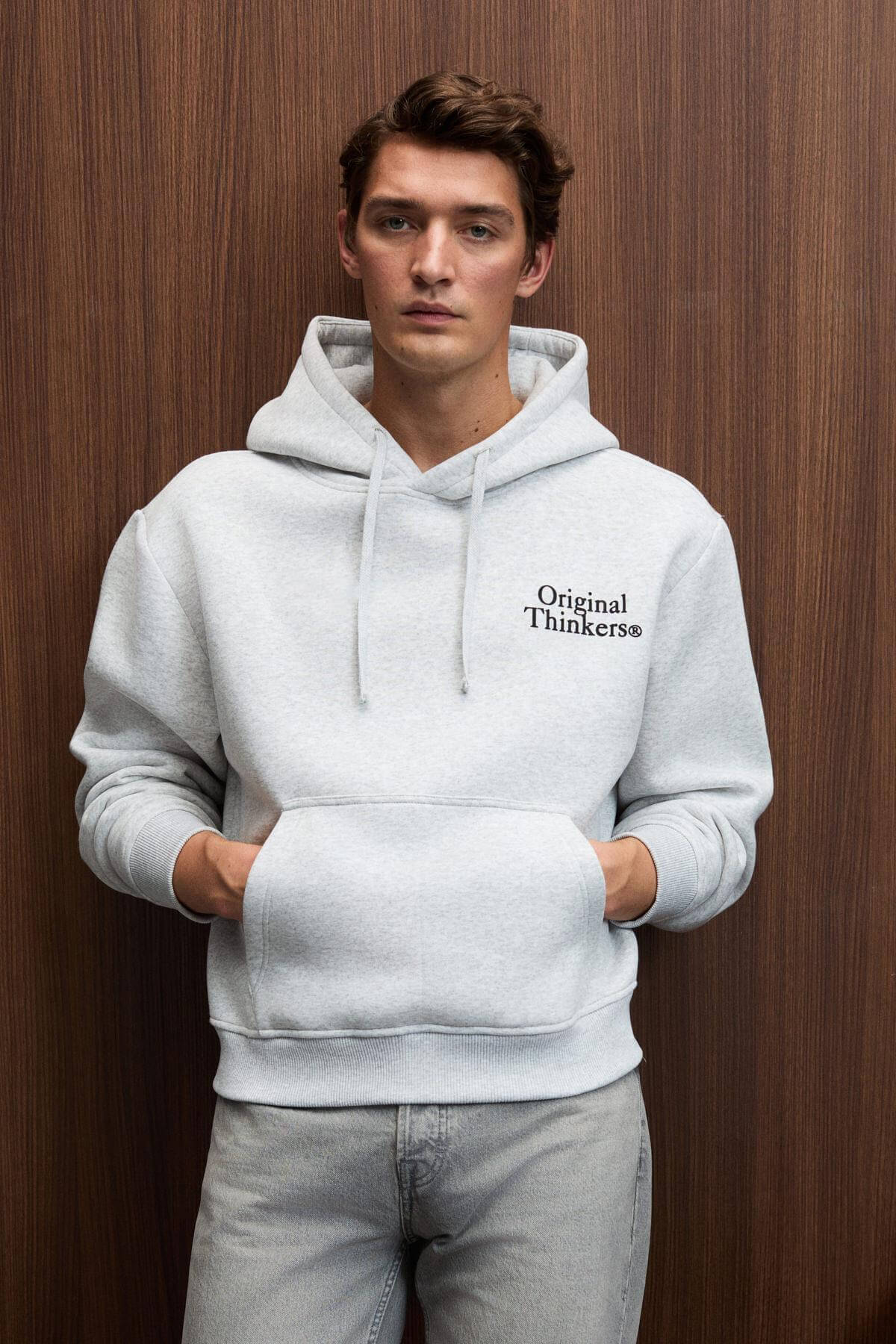 GRIMELANGE Pascal Herren Sweatshirt mit Kapuze Graue Melange