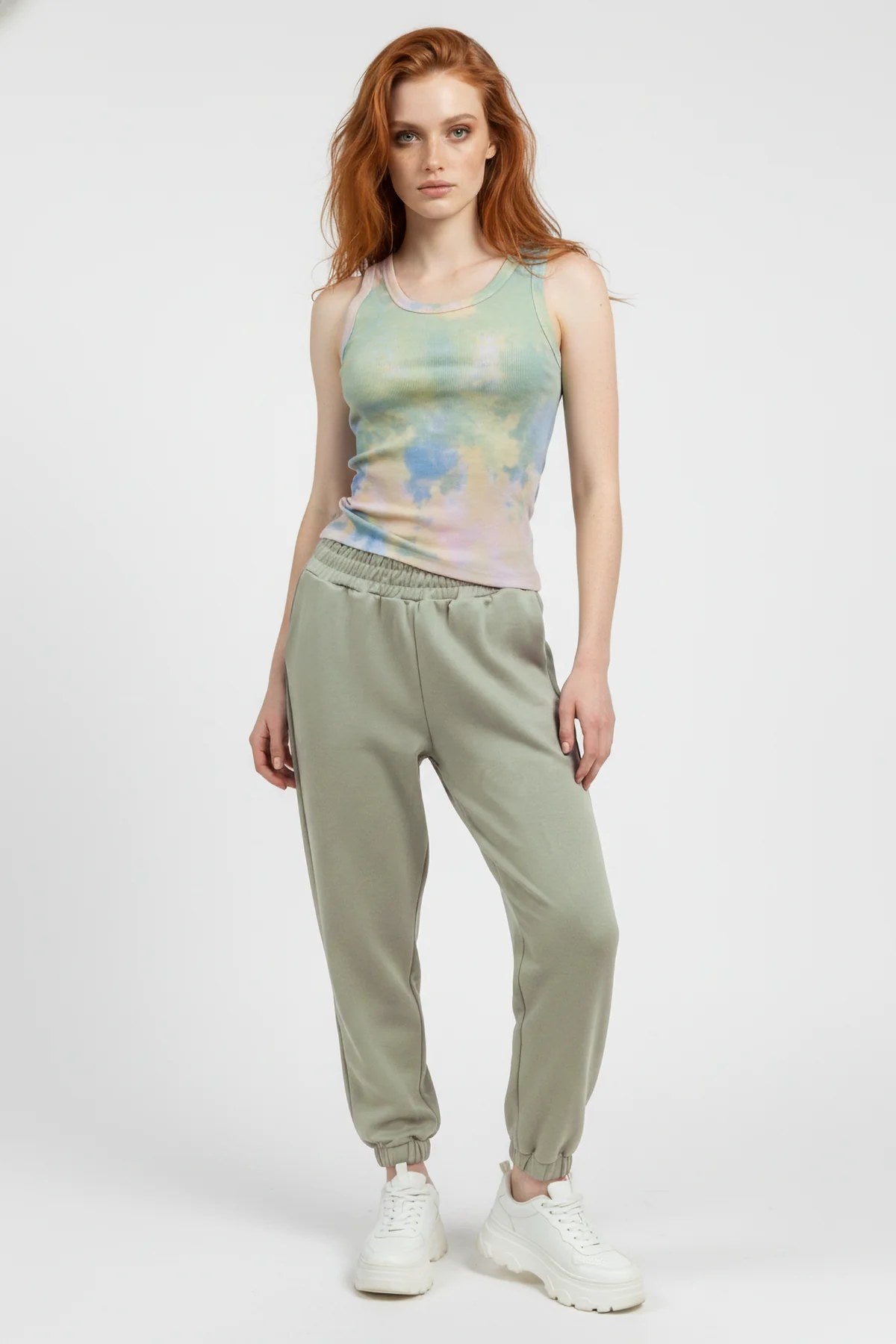 Pastell Batik Muster Ripp-Top