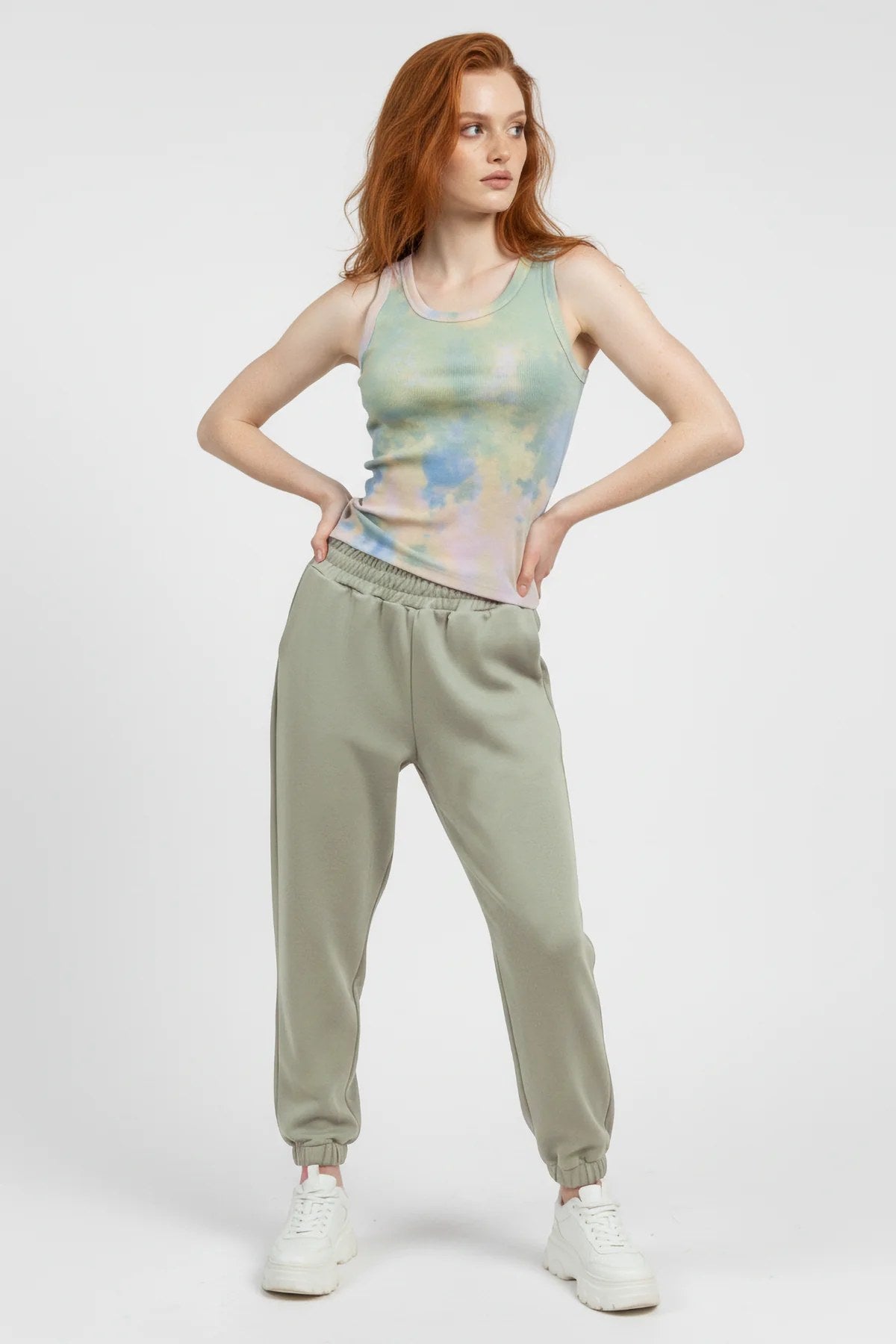 Pastell Batik Muster Ripp-Top