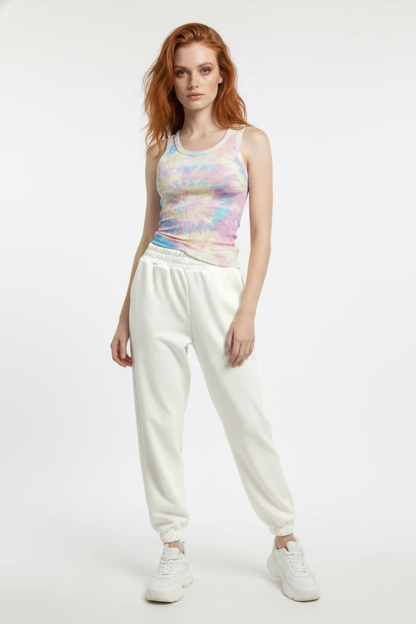Pastell Batik Muster Ripp-Top