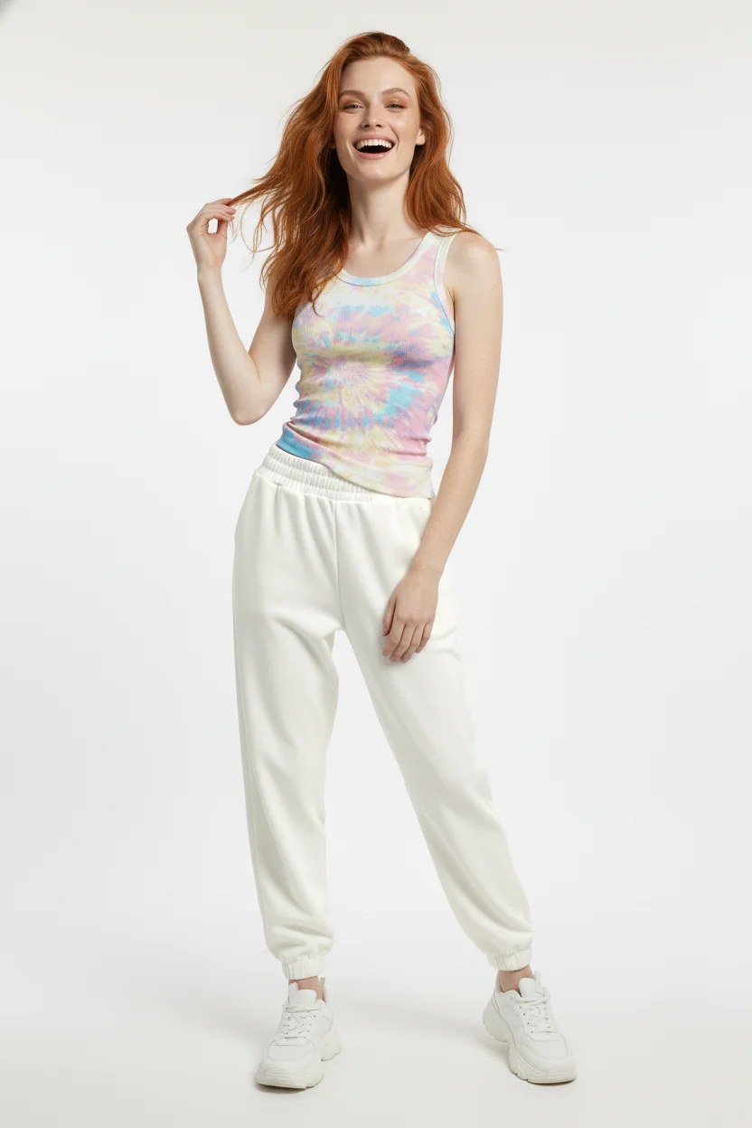 Pastell Batik Muster Ripp-Top