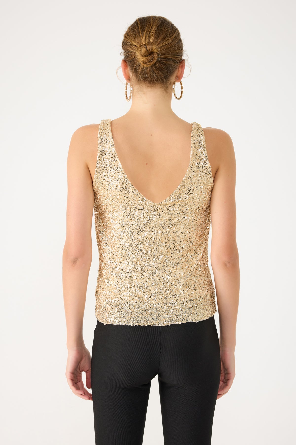 Paillettenbesetzte Bluse mit V-Ausschnitt