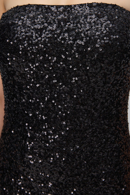 Paillettenbesetztes trägerloses Maxikleid