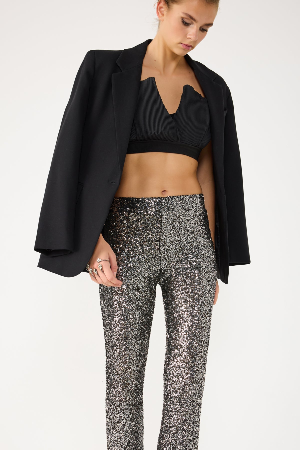 Paillettenbesetzte Stretchhose