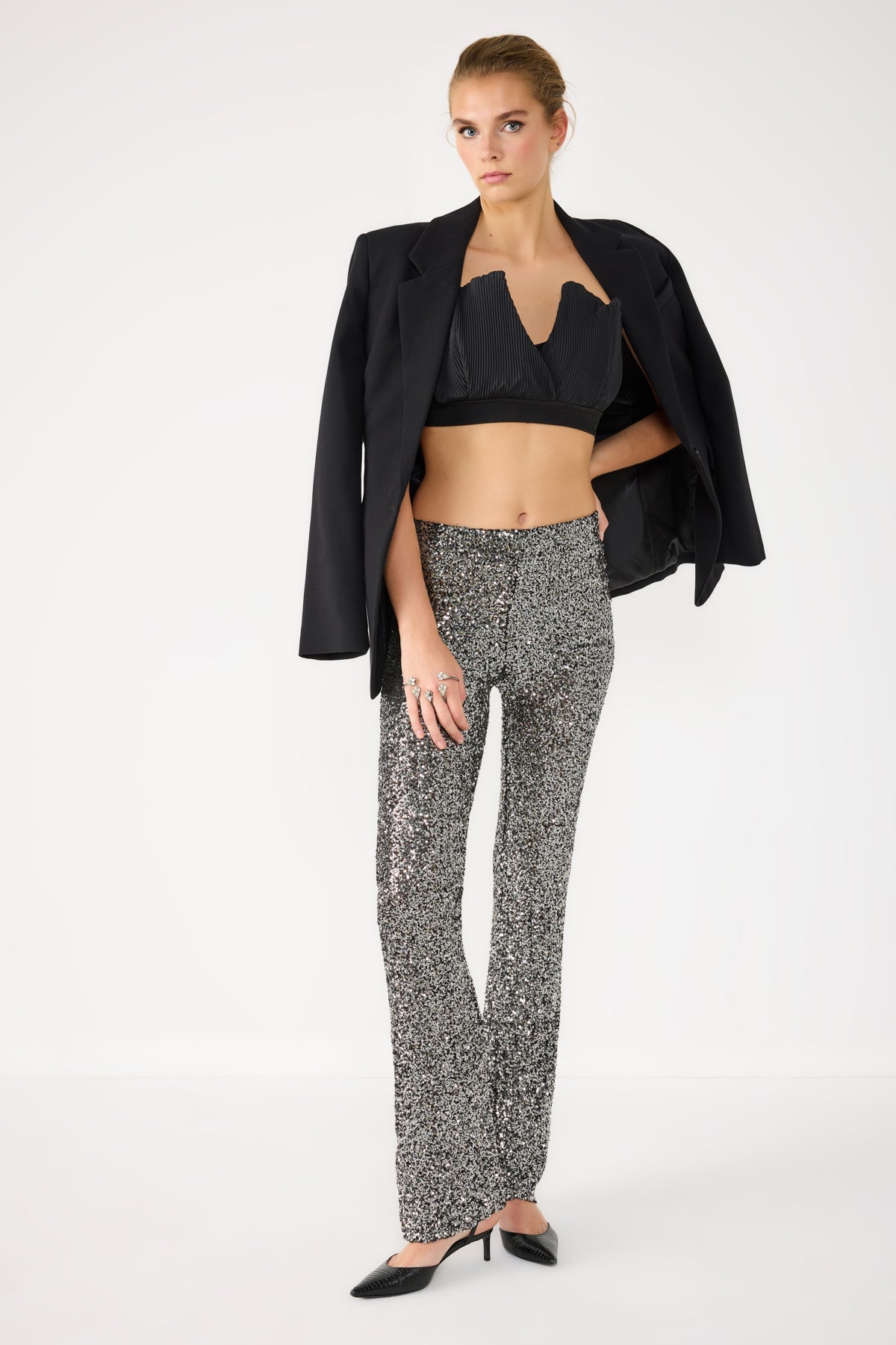 Paillettenbesetzte Stretchhose