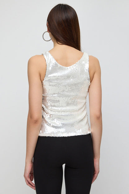 Paillettenbluse mit breiten Trägern