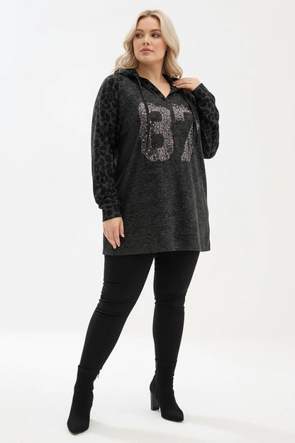 Paillettenbesetzter Kapuzenpullover