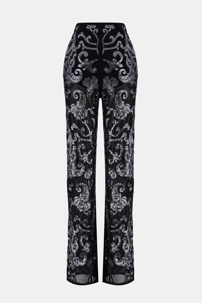 Paillettenbesetzte Hose mit weitem Bein