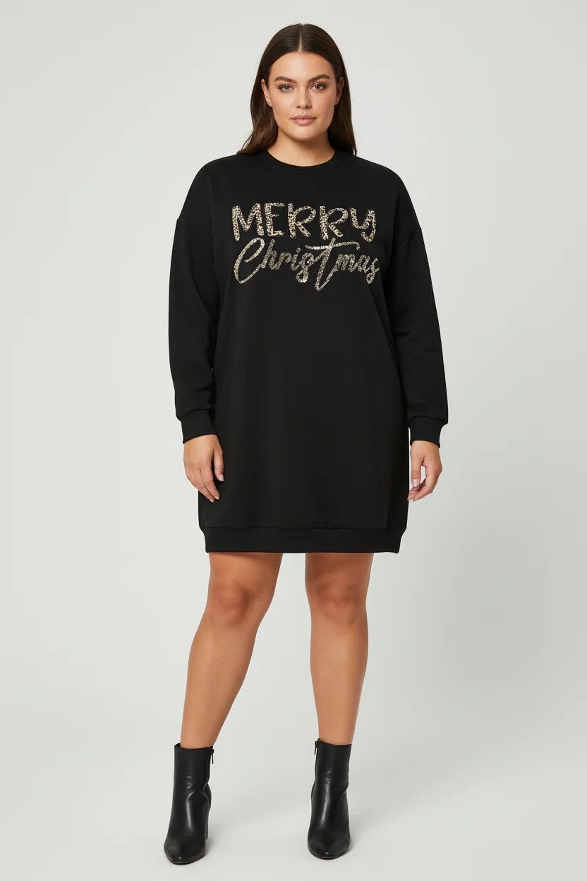 Bedrucktes Langarm-Sweatshirtkleid