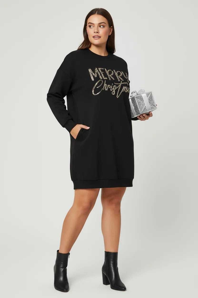Bedrucktes Langarm-Sweatshirtkleid
