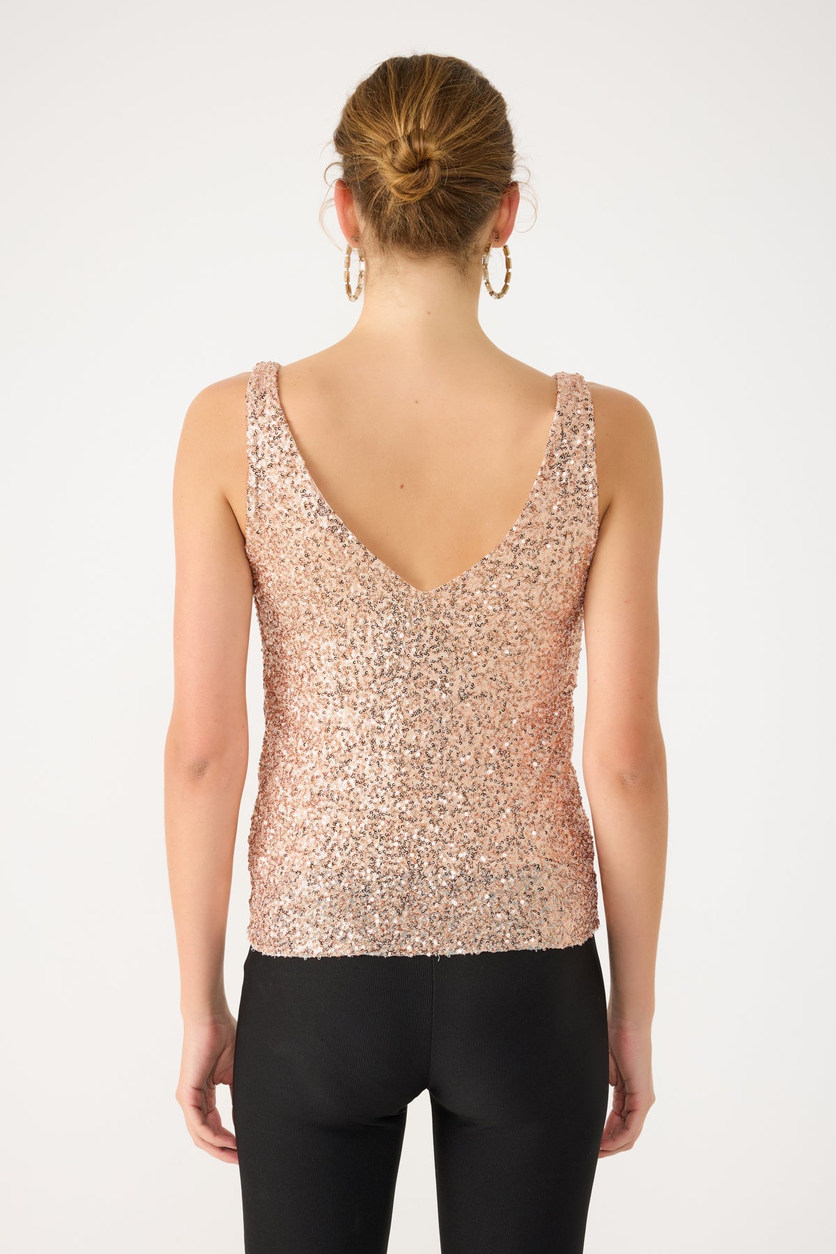 Paillettenbluse mit V-Ausschnitt