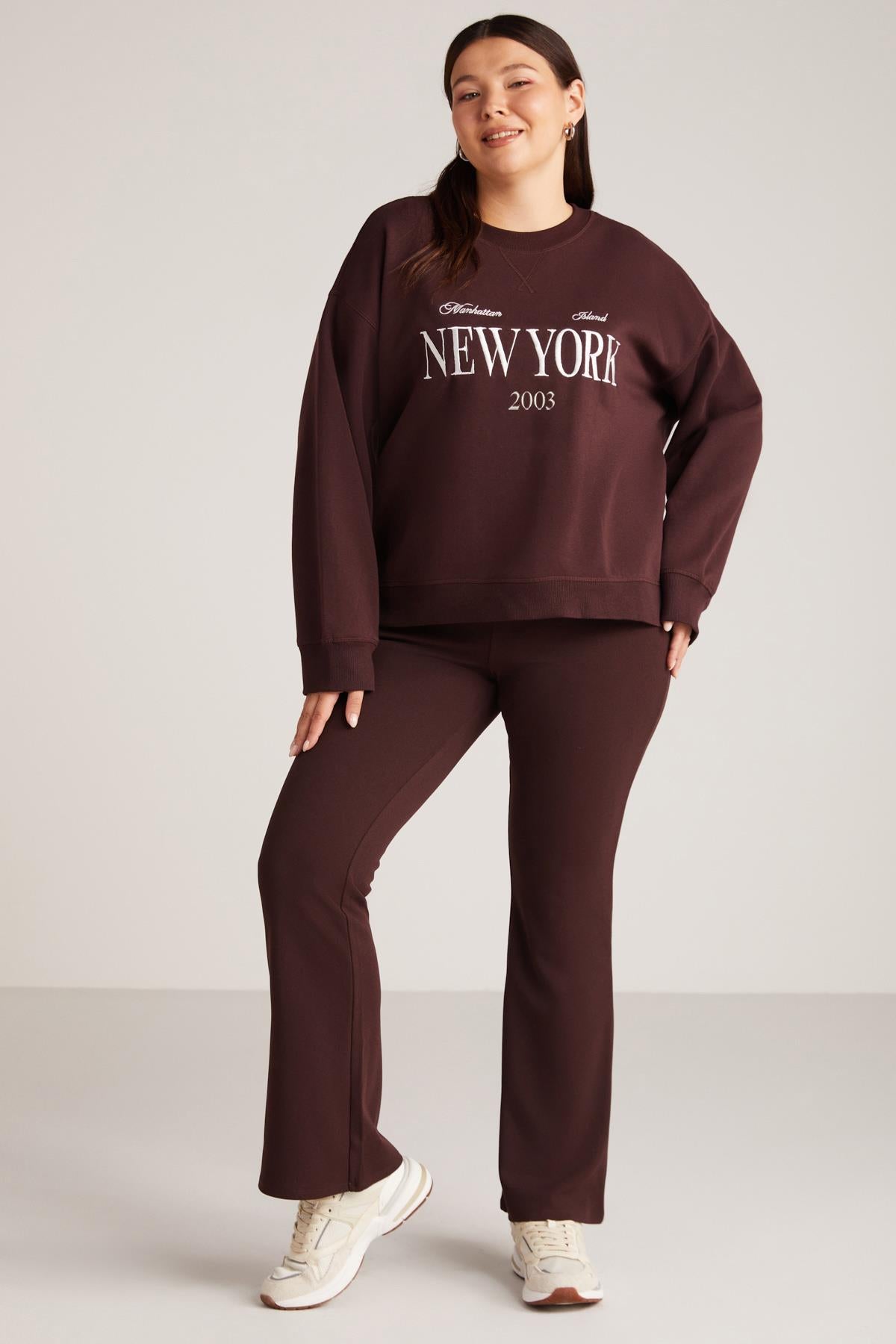 ETHIQUET PETRABB Lockeres Strick-Sweatshirt Plus Bordeaux