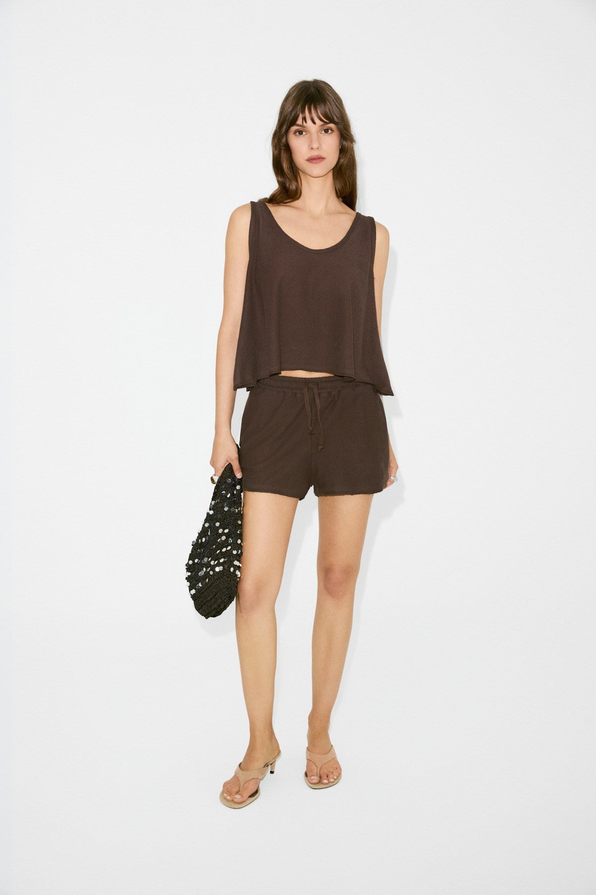 ETHIQUET PETUNYAL Damen Weste & Shorts Set Acı Kahve