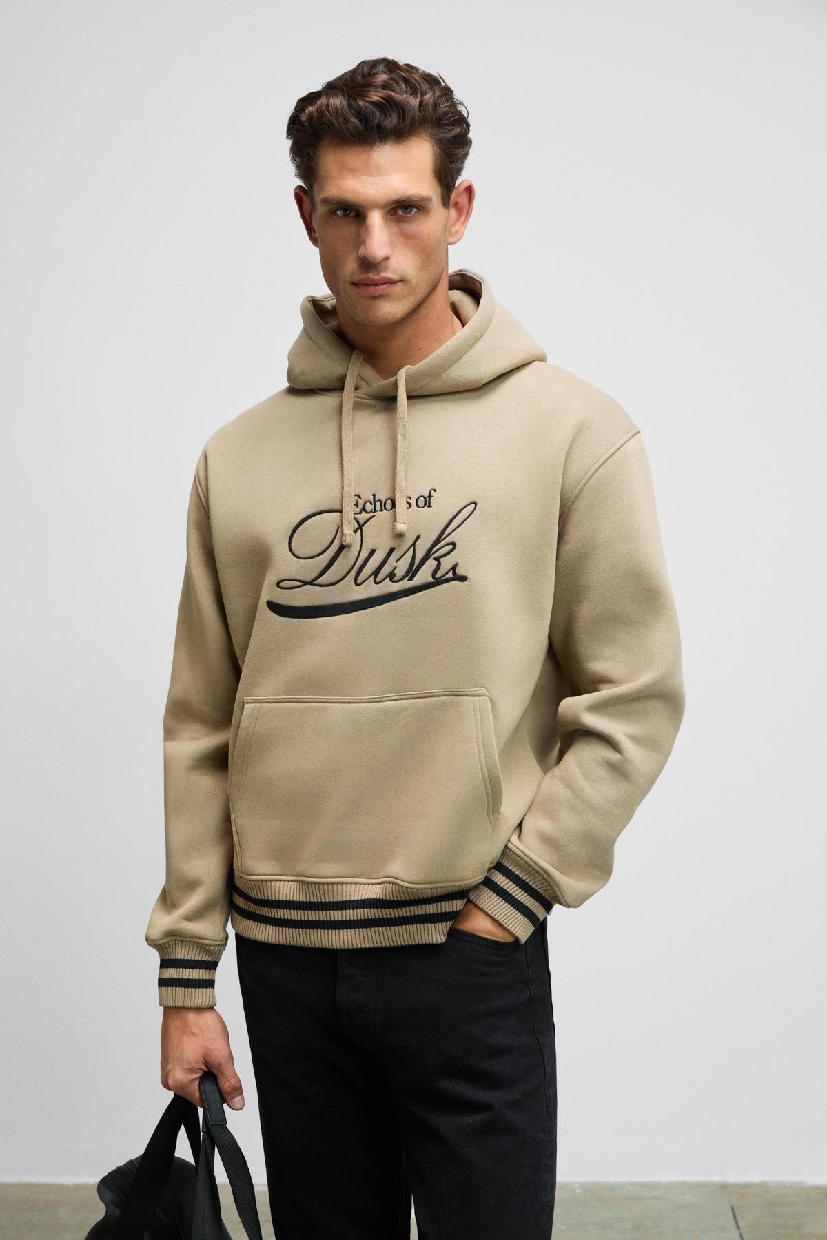GRIMELANGE Herren Kapuzensweatshirt Taupe