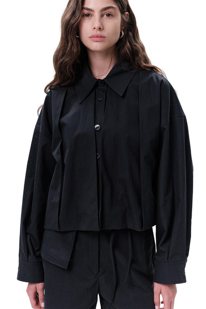 Plissierte kurze Jacke, grün