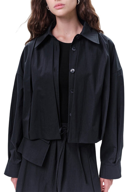 Plissierte kurze Jacke, grün