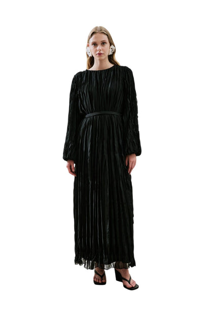 Plissiertes Chiffonkleid, schwarz