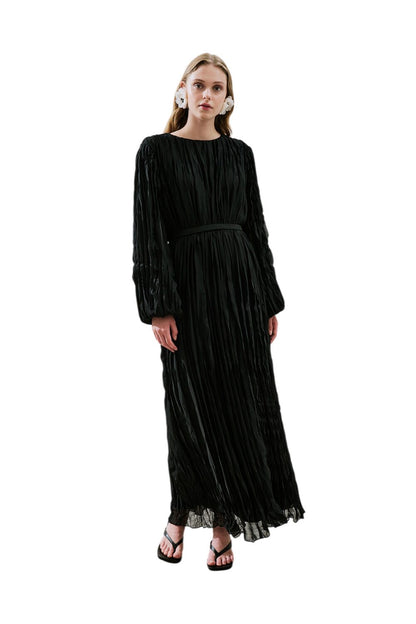 Plissiertes Chiffonkleid, schwarz