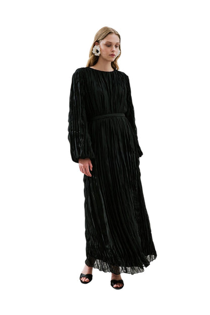 Plissiertes Chiffonkleid, schwarz