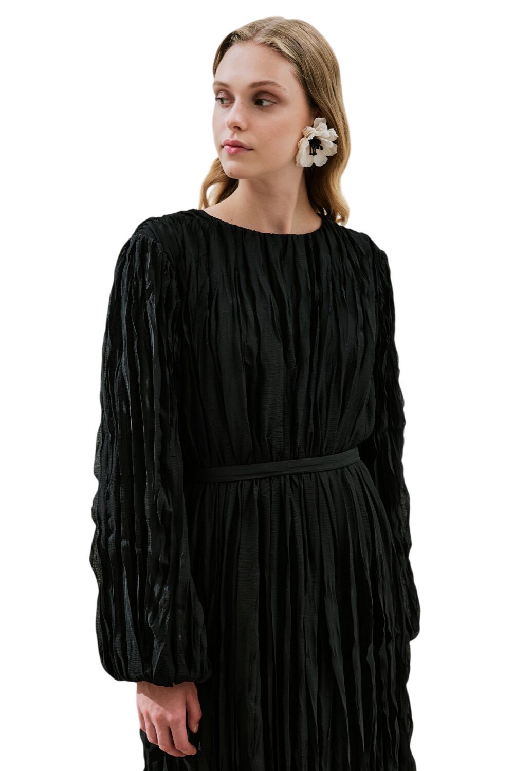 Plissiertes Chiffonkleid, schwarz