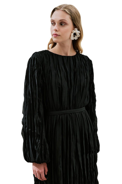 Plissiertes Chiffonkleid, schwarz