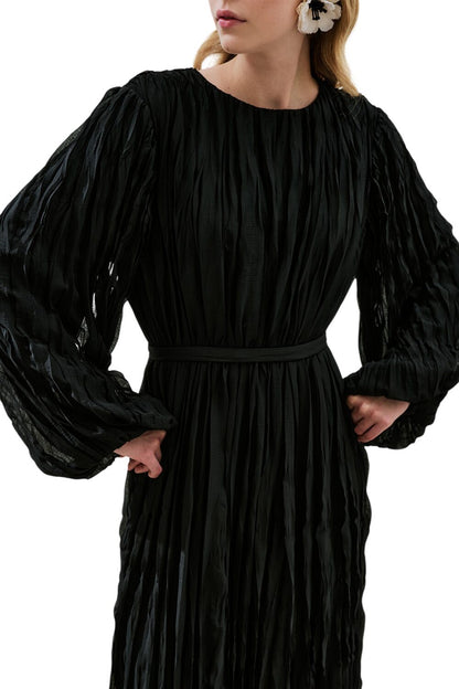 Plissiertes Chiffonkleid, schwarz