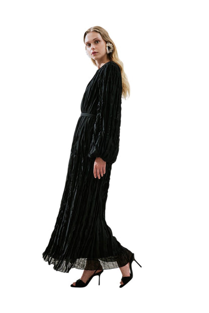 Plissiertes Chiffonkleid, schwarz