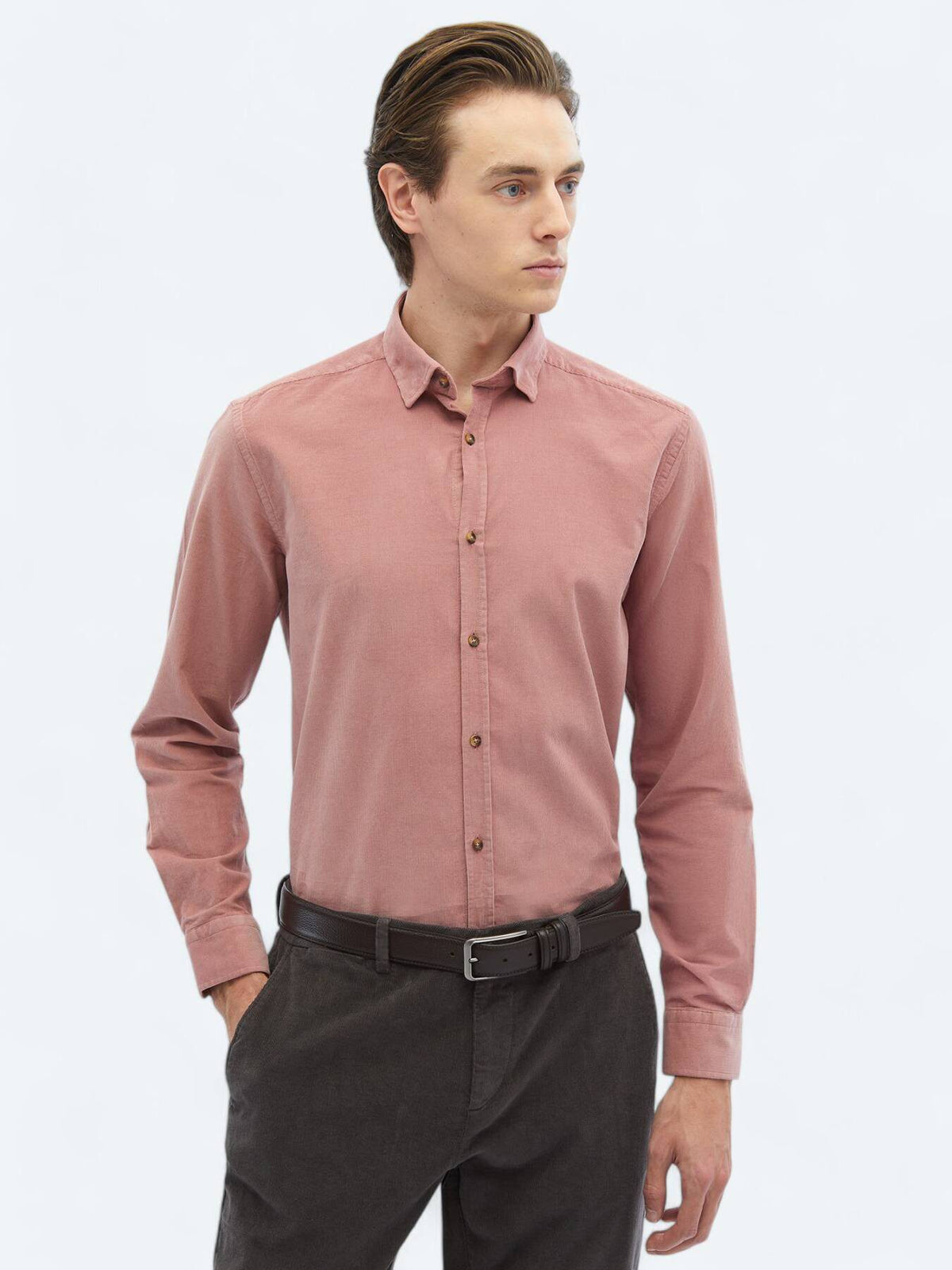 Rosa Rippstrick Baumwollshirt Casual