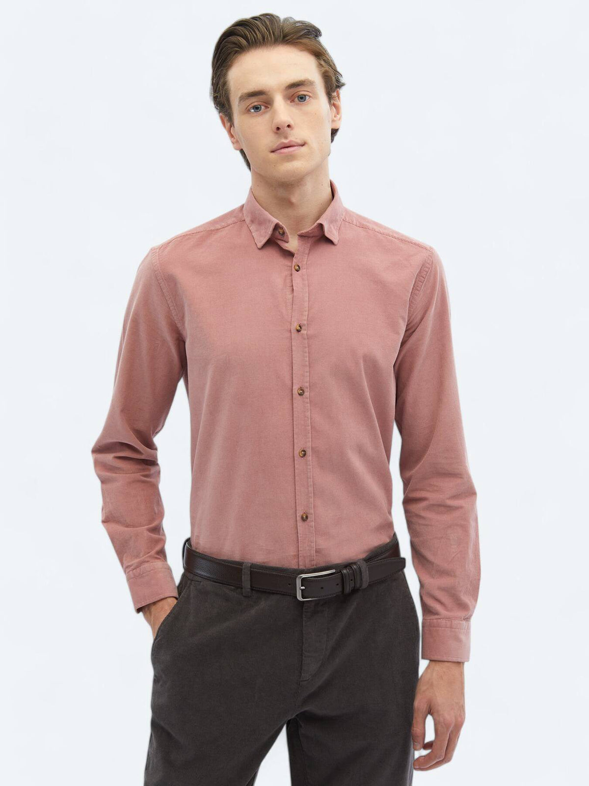 Rosa Rippstrick Baumwollshirt Casual