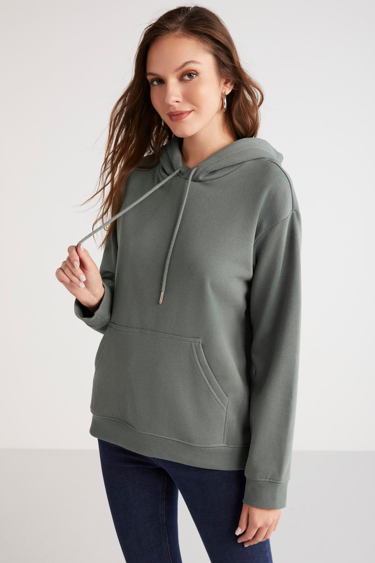 ETHIQUET PIPER Damen Fleece-Kapuzenshirt Green