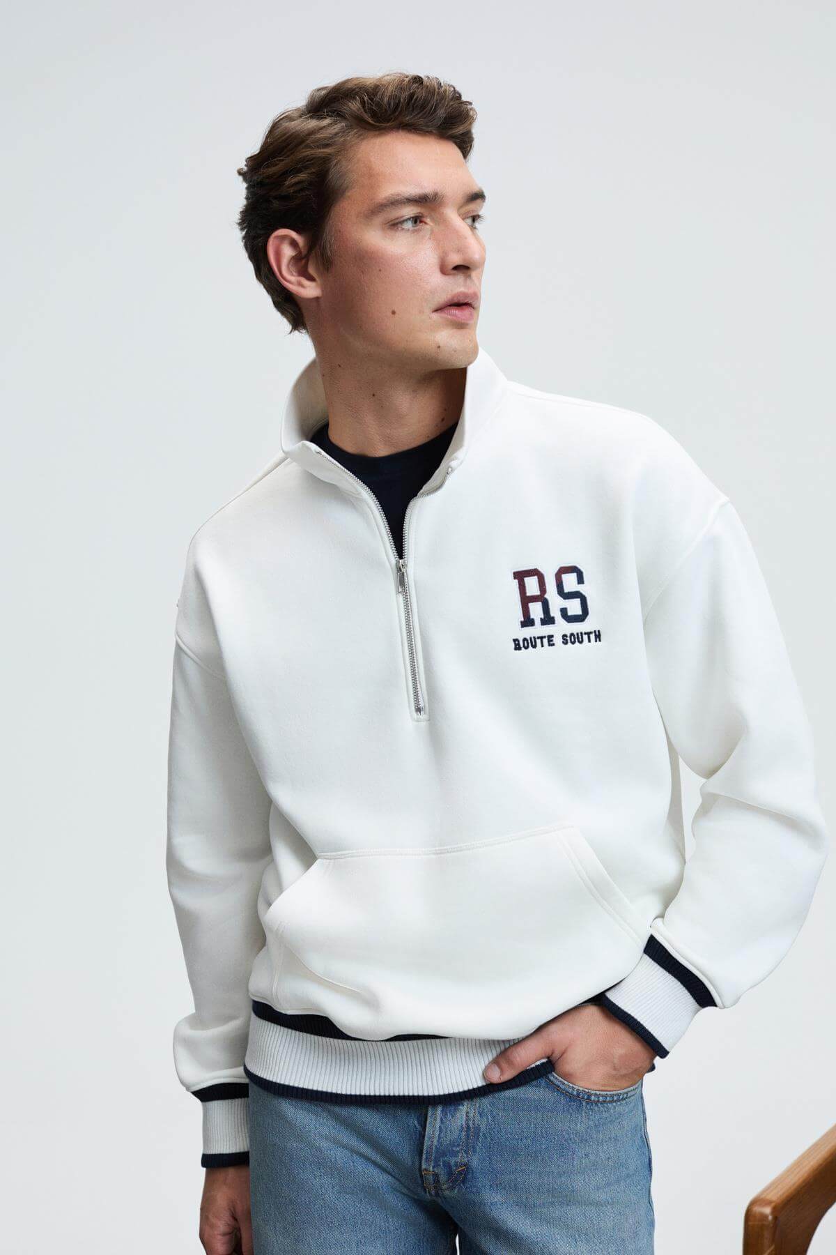 GRIMELANGE Plata Herren Relaxed Sweatshirt Ecru