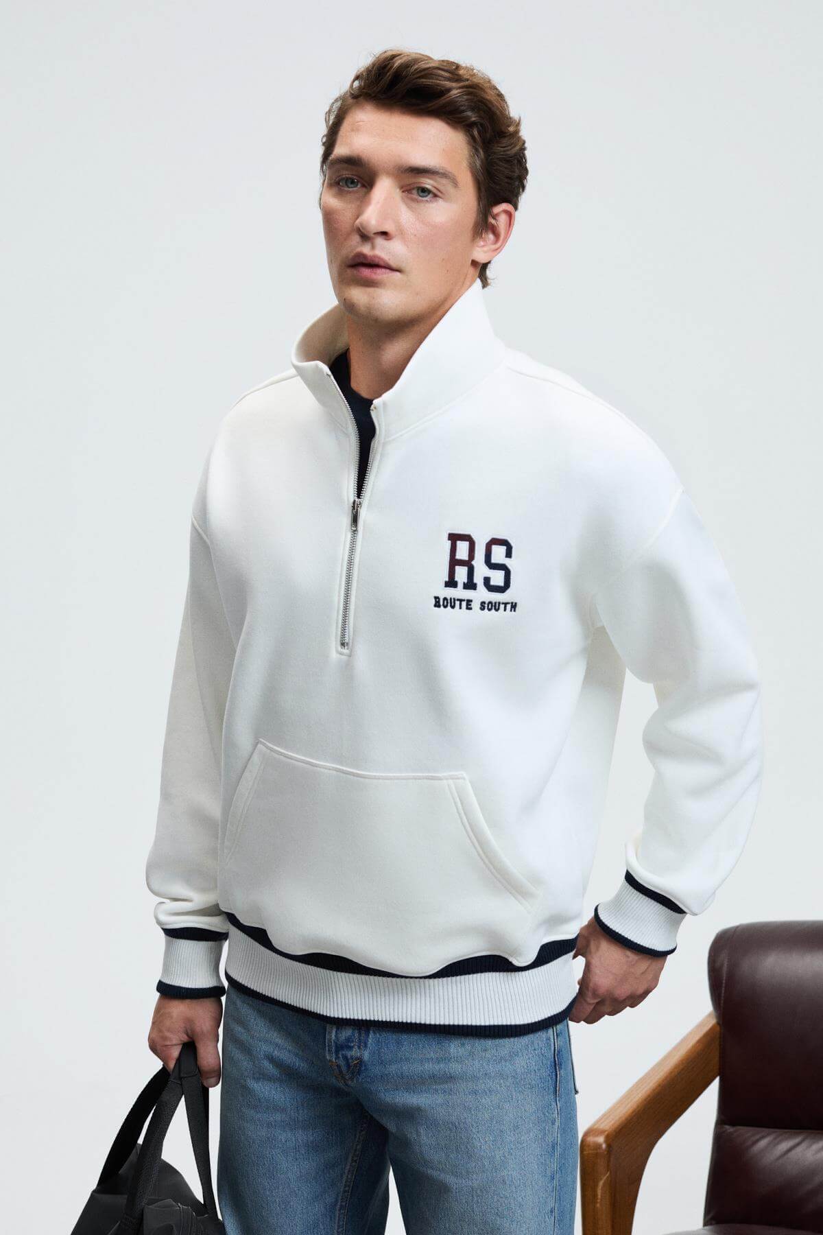 GRIMELANGE Plata Herren Relaxed Sweatshirt Ecru