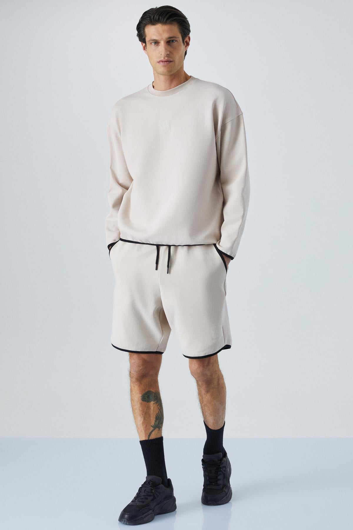 GRIMELANGE PLEMON Herren Sweatshirt bedruckt Steinfarbe