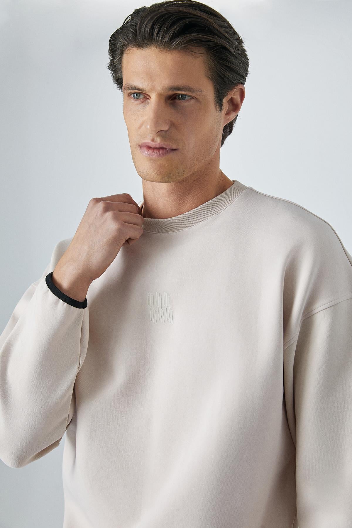 GRIMELANGE PLEMON Herren Sweatshirt bedruckt Steinfarbe
