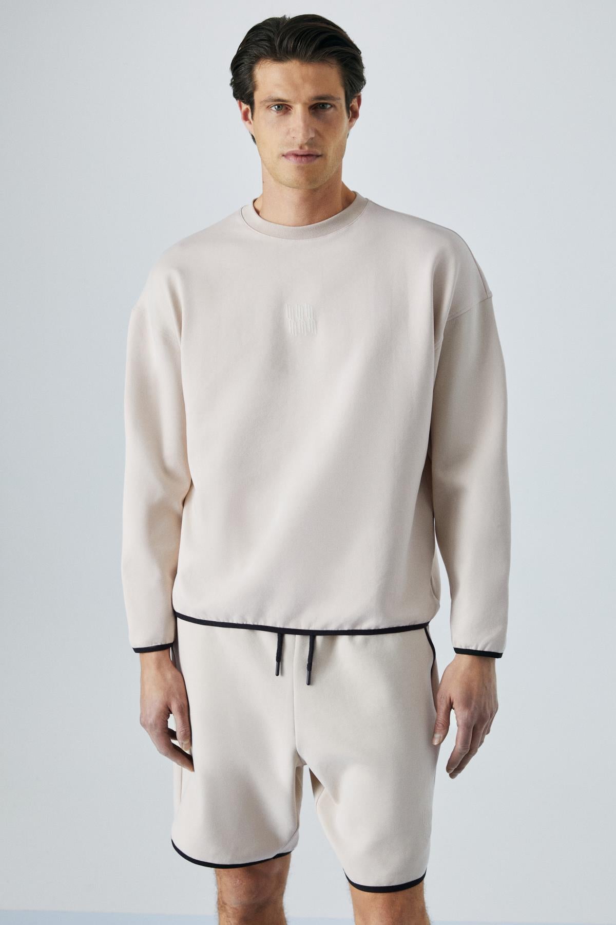 GRIMELANGE PLEMON Herren Sweatshirt bedruckt Steinfarbe