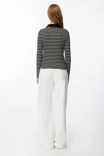 Gestreifte Bluse mit Polokragen