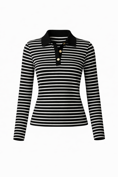 Gestreifte Bluse mit Polokragen