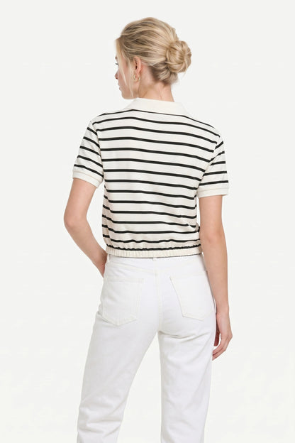 Gestreiftes Polo-Kragen T-Shirt kurzarm