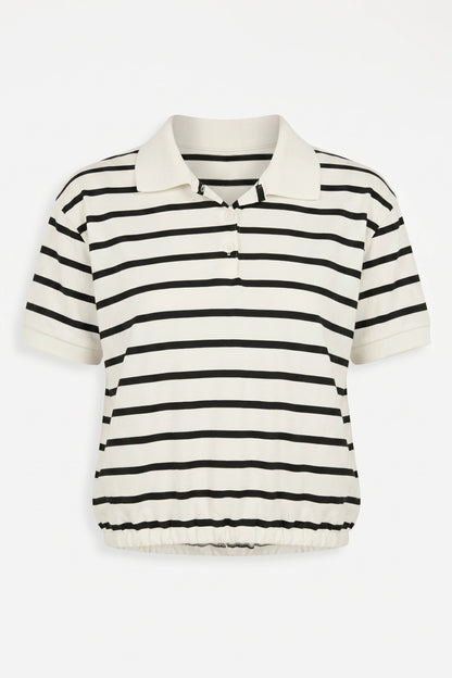 Gestreiftes Polo-Kragen T-Shirt kurzarm