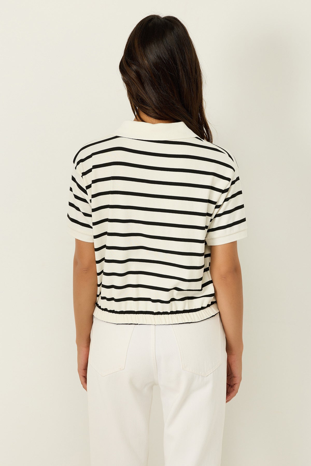 Kurzarm-T-Shirt mit Polokragen und Streifen